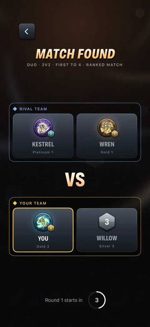 2v2 duo match: your team against the rival team