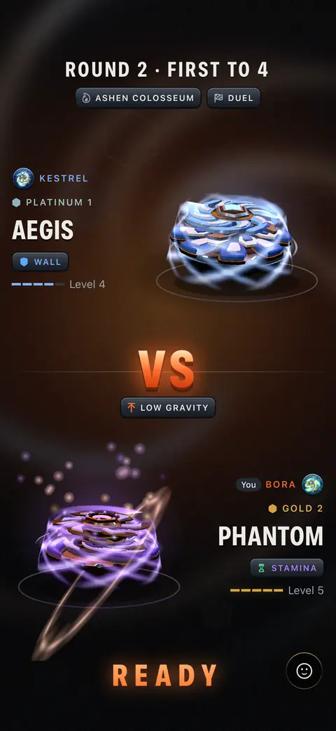 Round versus screen, first to 4 points
